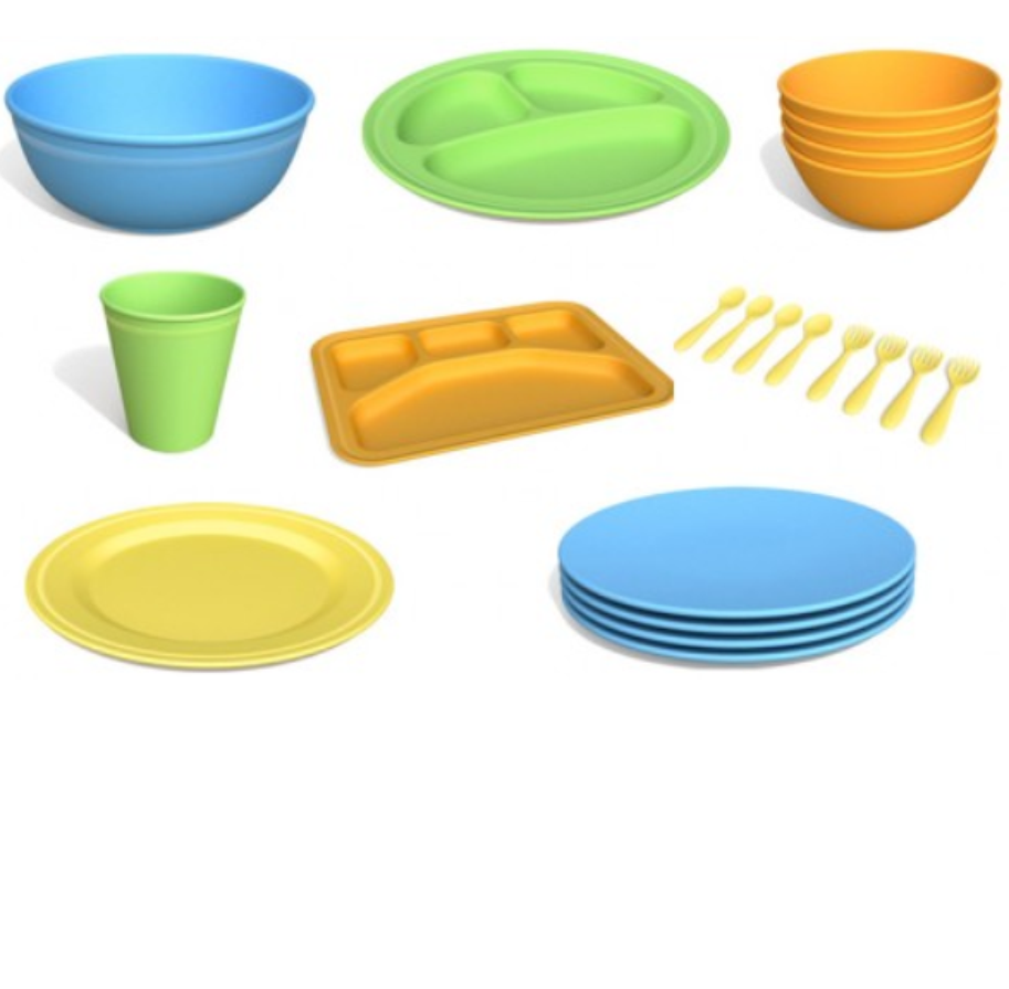 Greener DishwasherSafe, Reusable, Plastic Foodware with Recycled